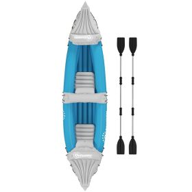 Kayak, 2 Person Inflatable Kayak, Includes Paddles, Aluminum Oars, Repair Kit, Portable Tandem Blow Up Boat, Blue (Option: Blue-420x190x580 mm)